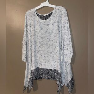 Ava James Women’s Fun Flowing Hippy Style Top with Sheer Middle Back Sz XL